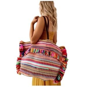 Lulus Fiesta Color My World Multi Colored Oversized Tote Bag 🆕